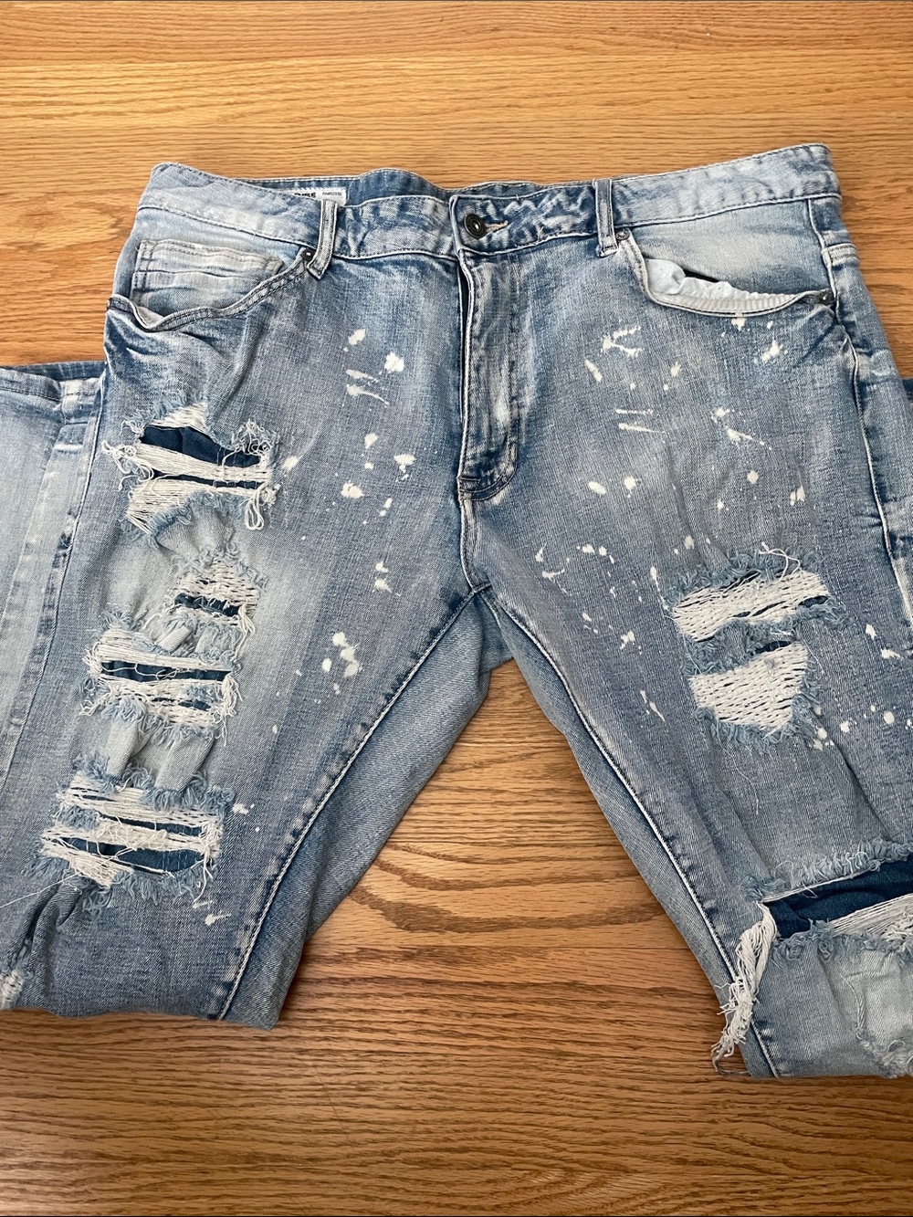 Men's Distressed Light Blue Ripped Jeans